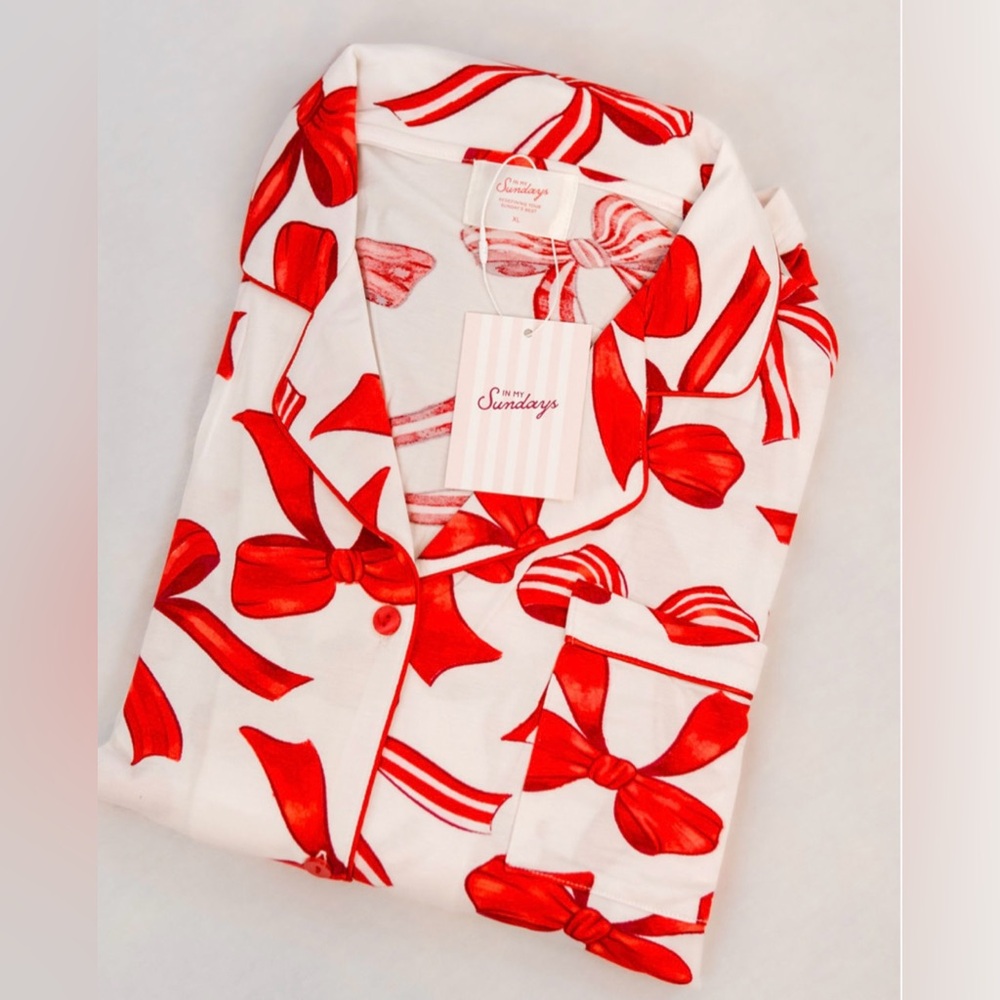 In My Sundays Mallory Ervin Christmas Heirloom Bows Like New Pajamas RARE FIND - Picture 2 of 12